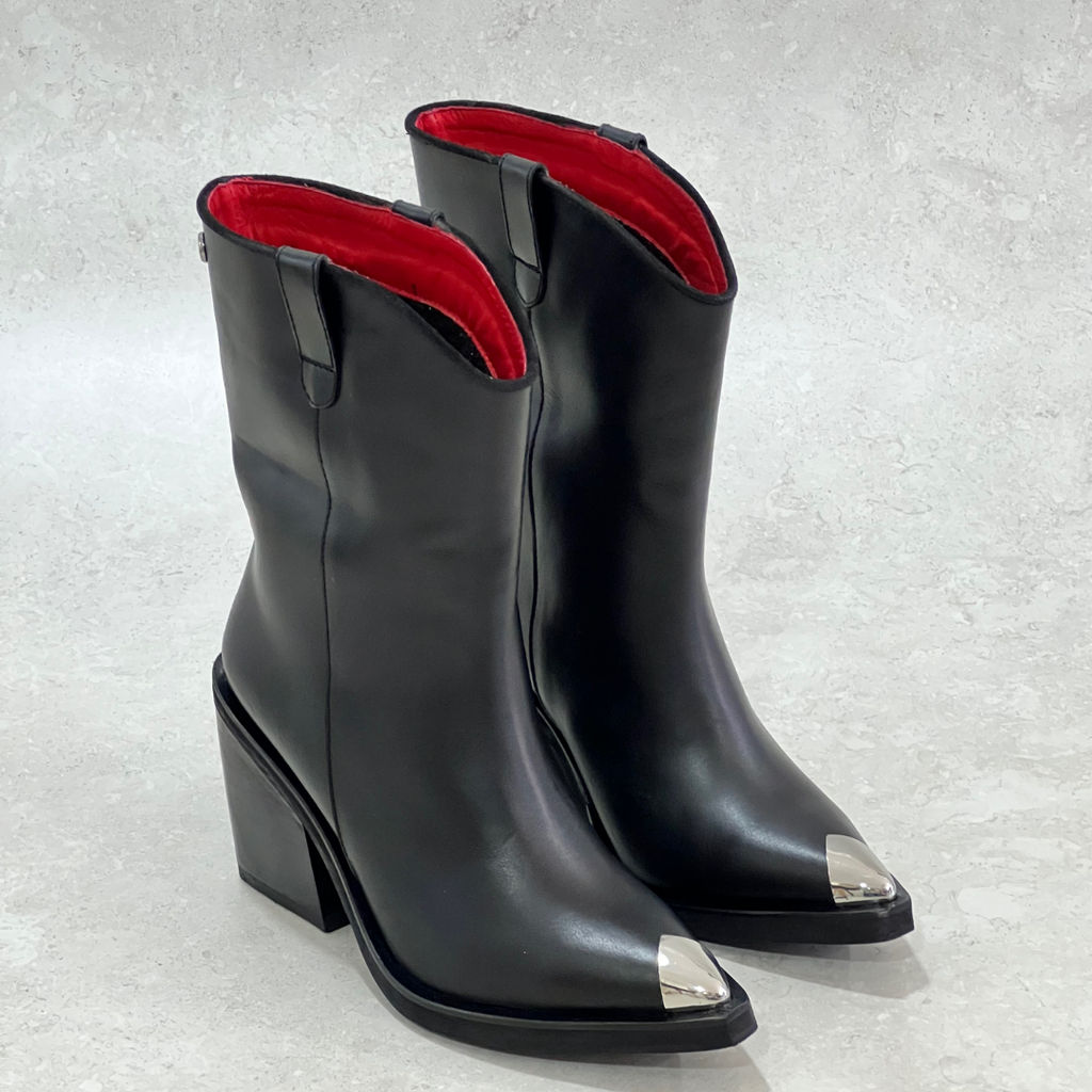 Botin Texano en Cuero Ana Sofia Negro
