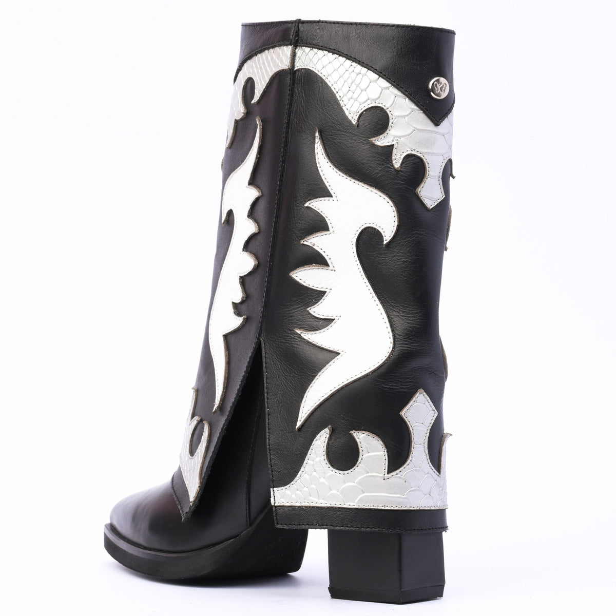 Bota Texana en Cuero Libertad Negro/blanco