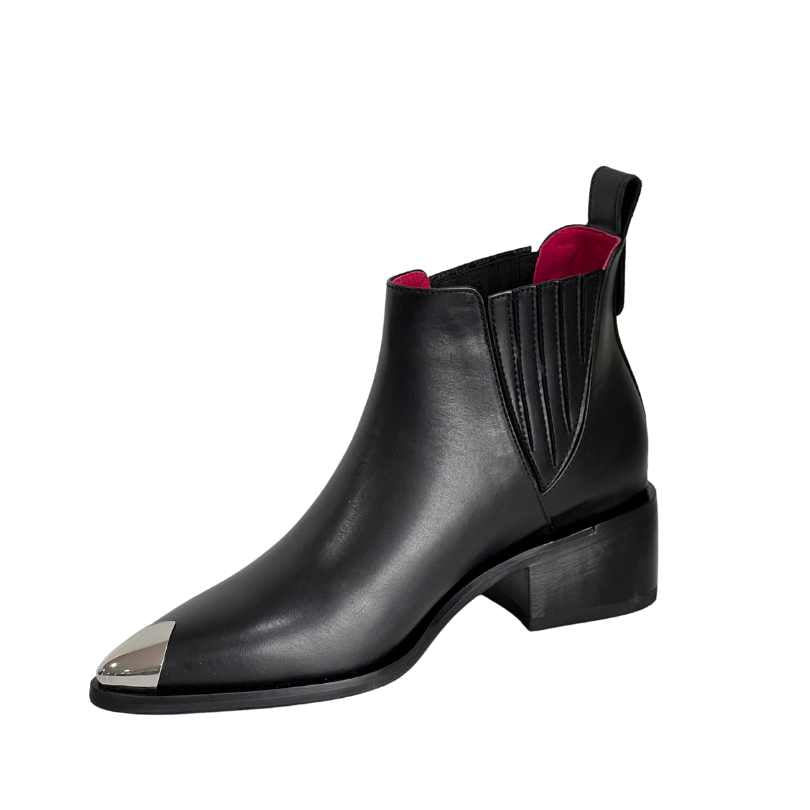 Botin en Cuero Emilia Puntera Negro