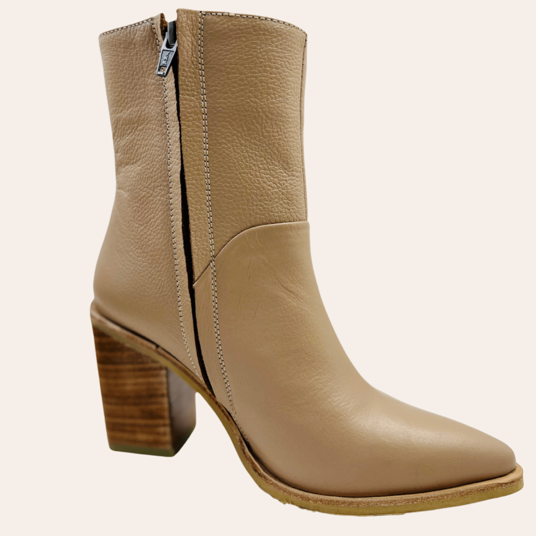 Botín en Cuero Cartagena Beige